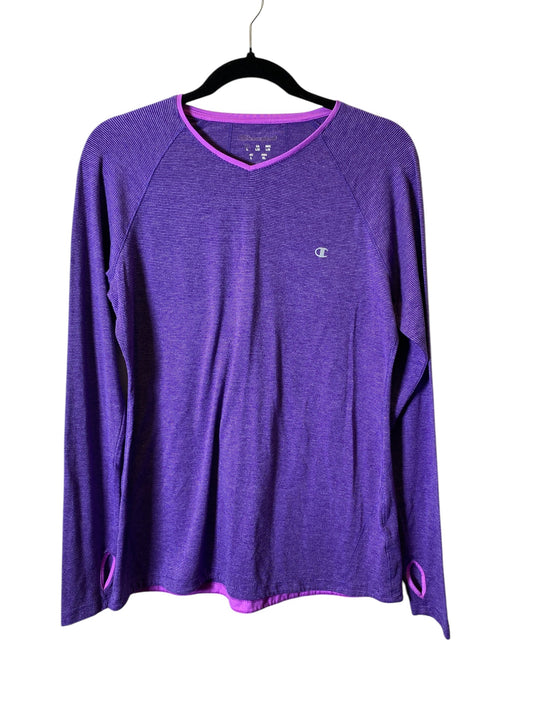 Athletic Top Long Sleeve Crewneck By Champion In Purple, Size: L