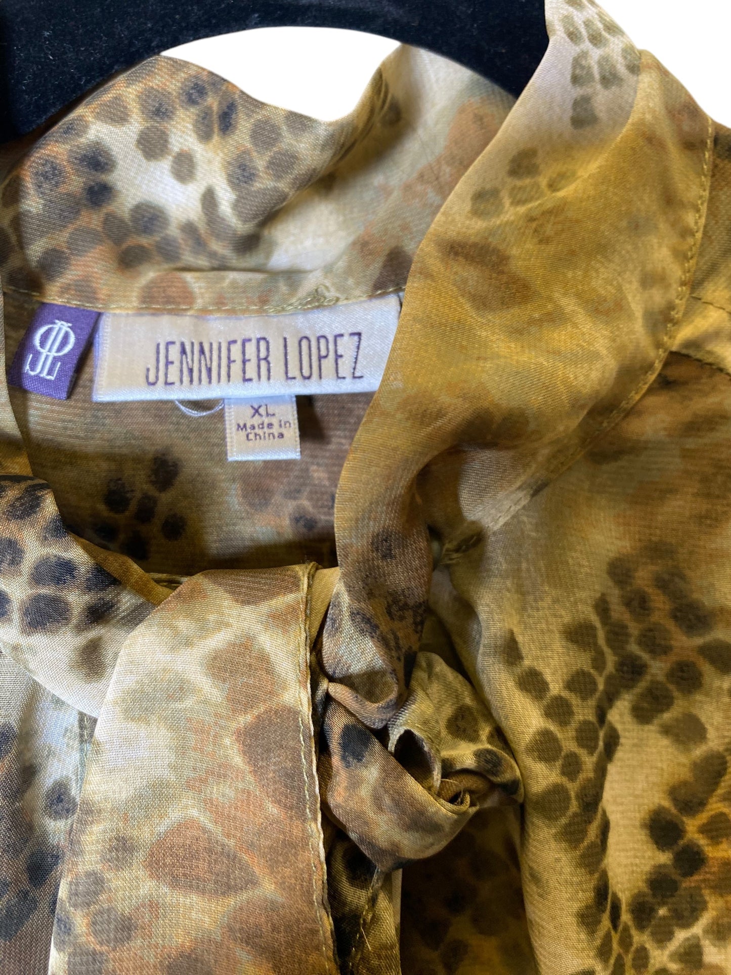 Top Long Sleeve By Jennifer Lopez In Snakeskin Print, Size: Xl