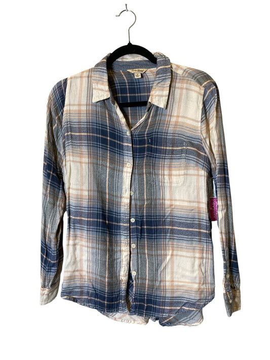 Blouse Long Sleeve By Lucky Brand In Plaid Pattern, Size: S