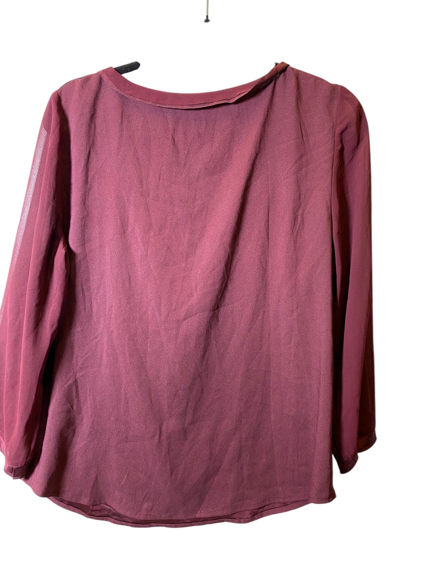 Top Long Sleeve By Ann Taylor In Maroon, Size: M