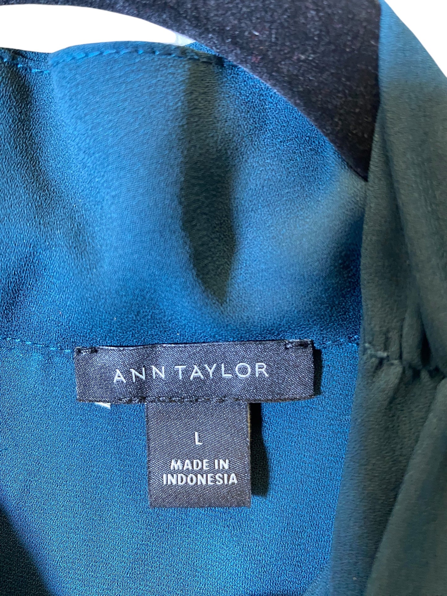 Top Long Sleeve By Ann Taylor In Teal, Size: L