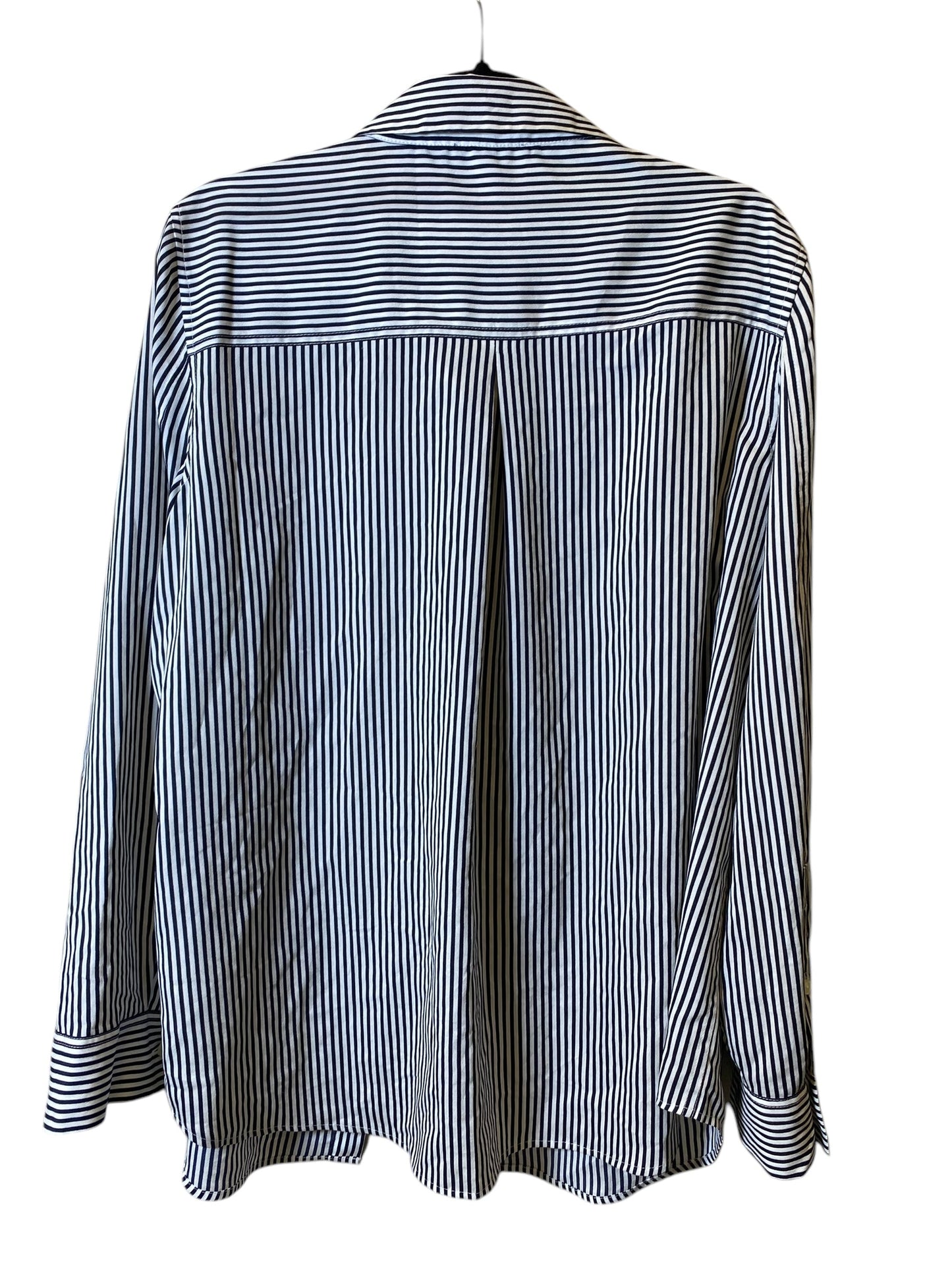 Blouse Long Sleeve By Dkny In Striped Pattern, Size: M