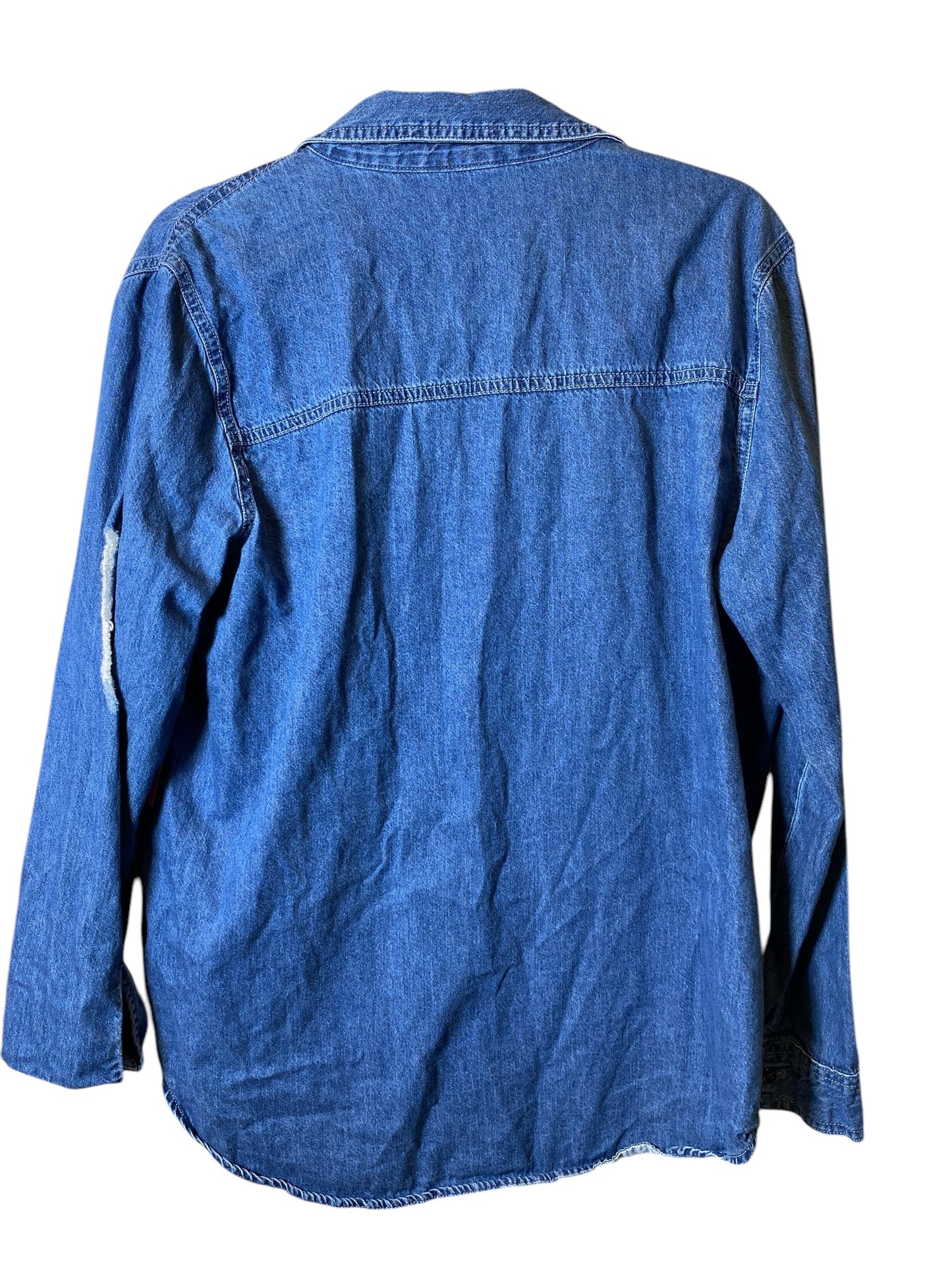 Blouse Long Sleeve By New Look In Blue Denim, Size: Xl