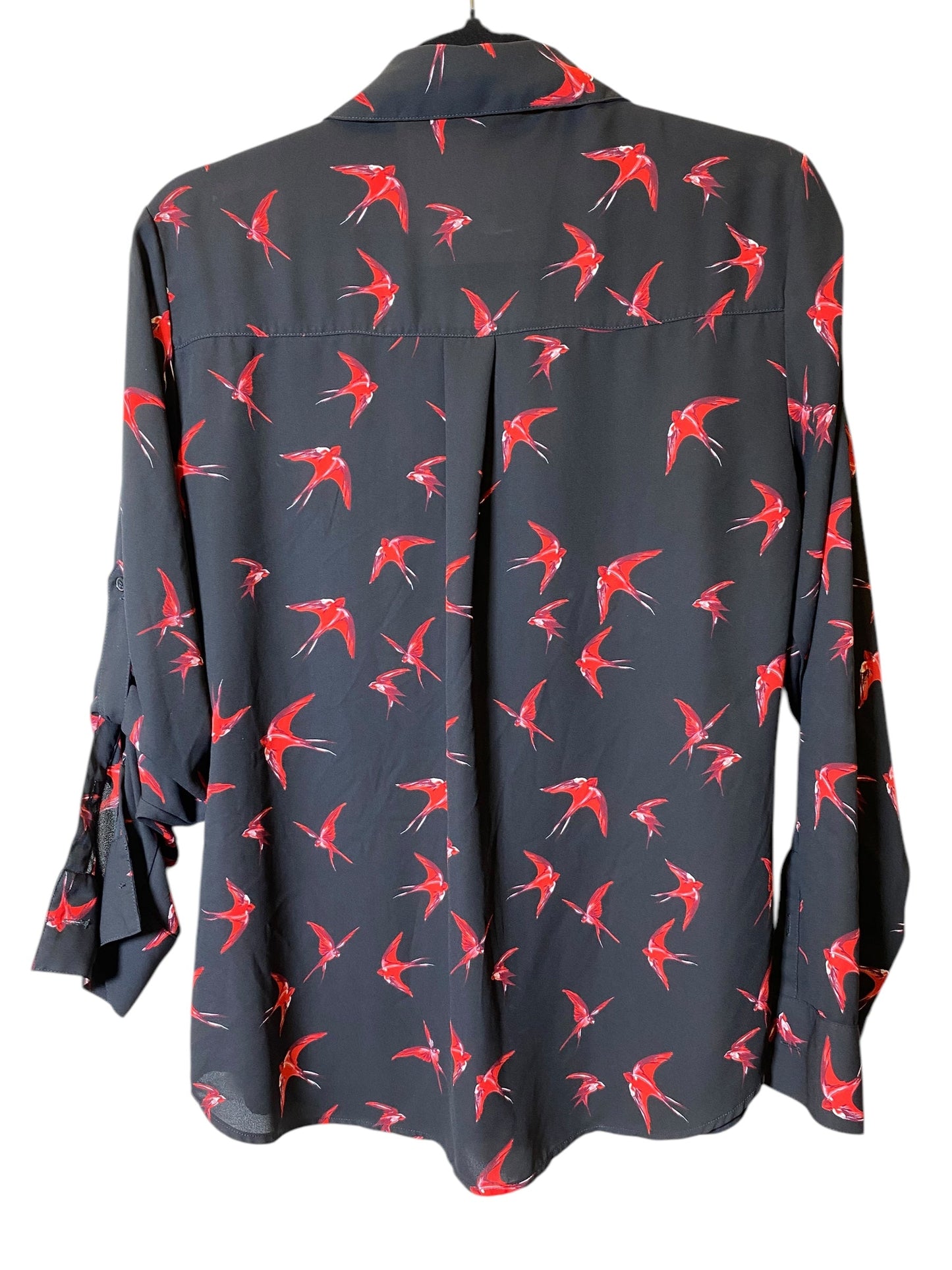 Blouse Long Sleeve By Express In Black & Red, Size: M