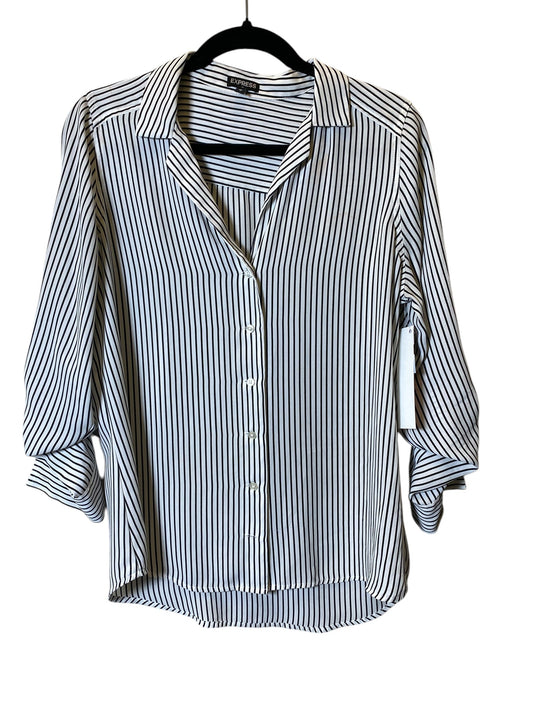 Blouse Long Sleeve By Express In Striped Pattern, Size: M