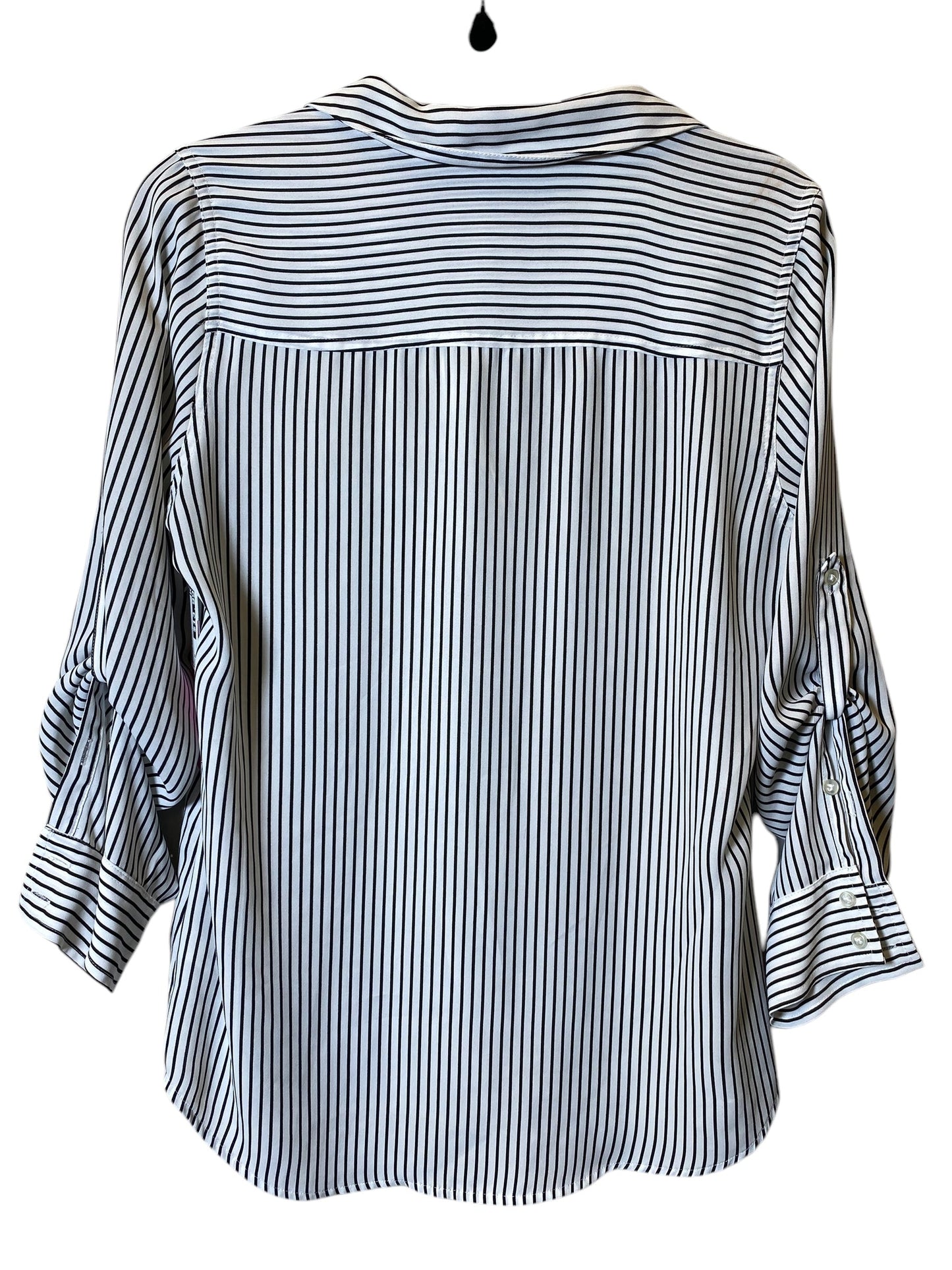 Blouse Long Sleeve By Express In Striped Pattern, Size: M