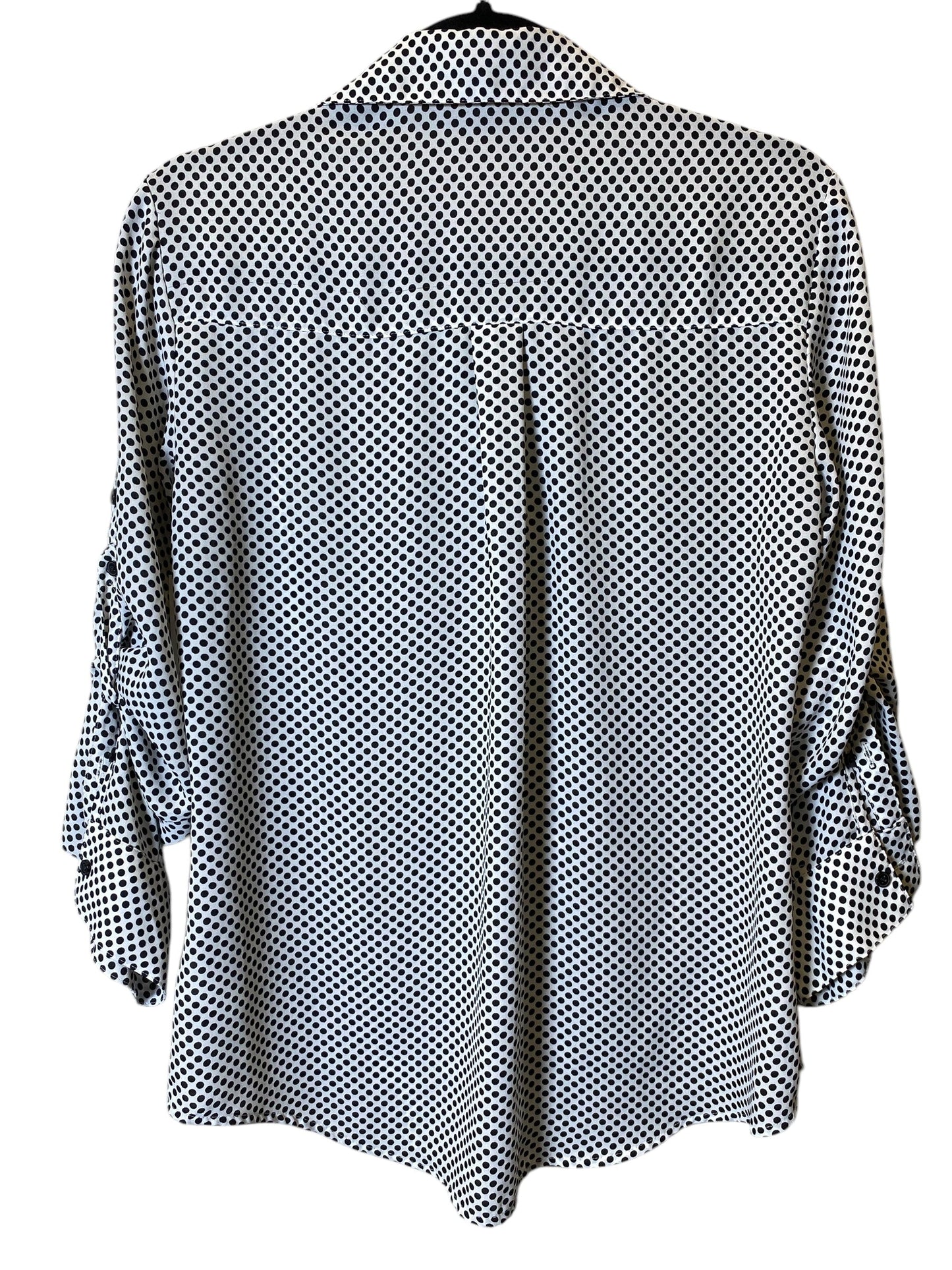 Blouse Long Sleeve By Express In Polkadot Pattern, Size: M