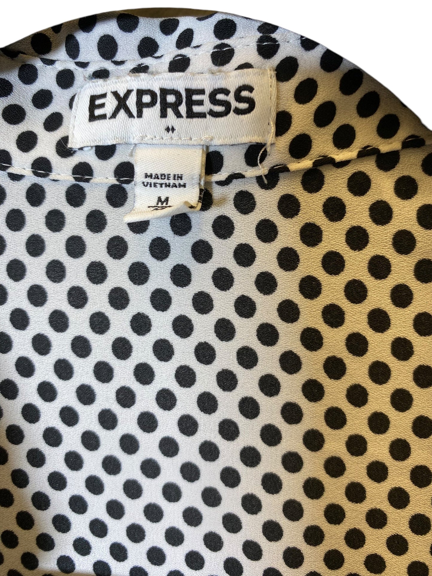 Blouse Long Sleeve By Express In Polkadot Pattern, Size: M