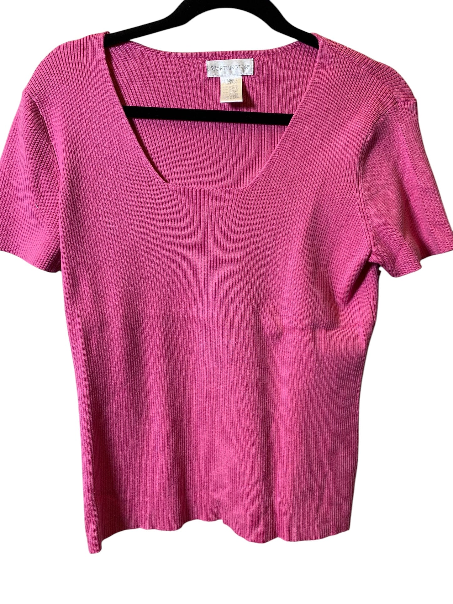 Sweater Short Sleeve By Worthington In Pink, Size: L