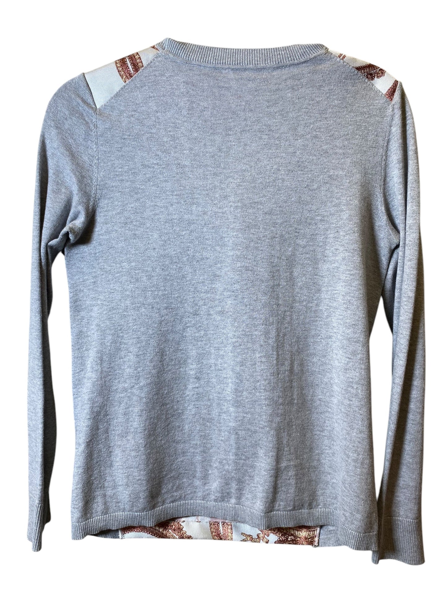 Top Long Sleeve By Ted Baker In Grey & Orange, Size: S