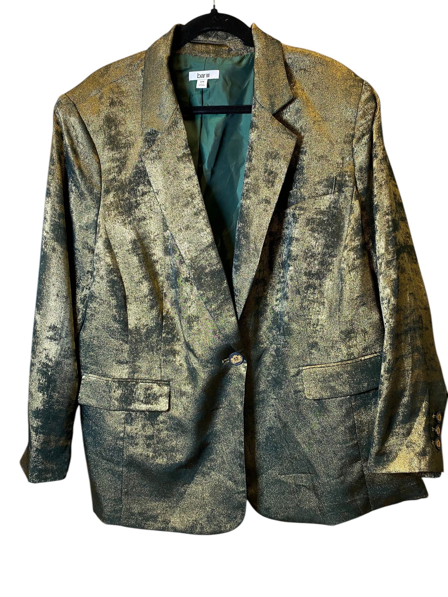 Blazer By Bar Iii In Gold & Green, Size: 3x