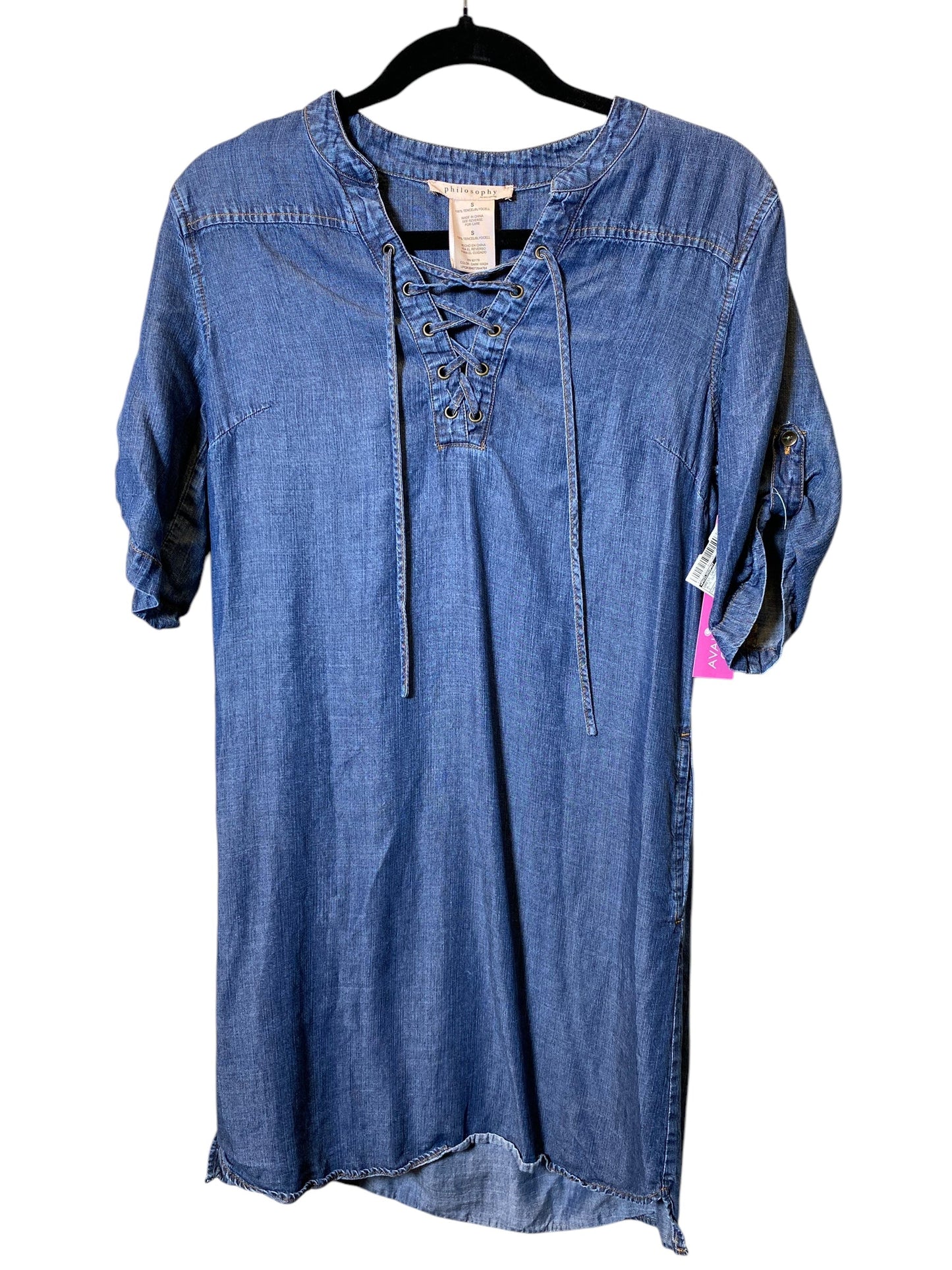 Dress Casual Midi By Philosophy In Blue Denim, Size: S