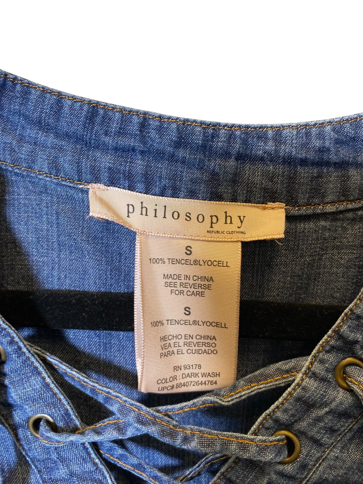 Dress Casual Midi By Philosophy In Blue Denim, Size: S