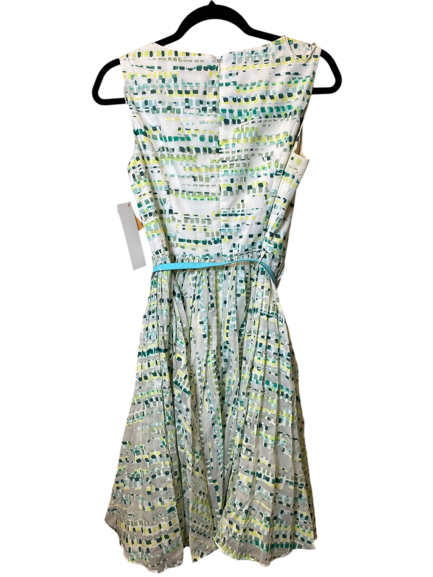 Dress Casual Midi By Adrianna Papell In Green & White, Size: S