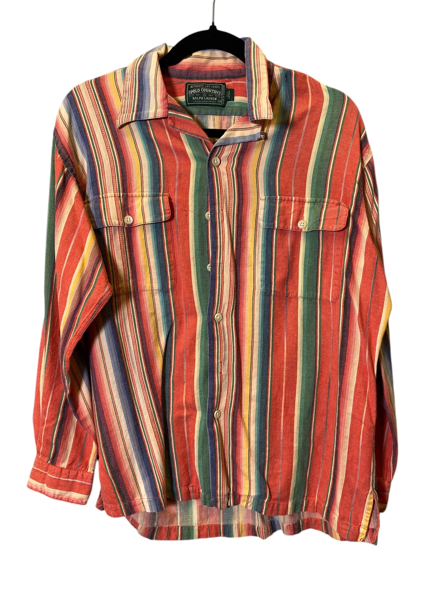 Blouse Long Sleeve By Polo Ralph Lauren In Multi-colored, Size: M