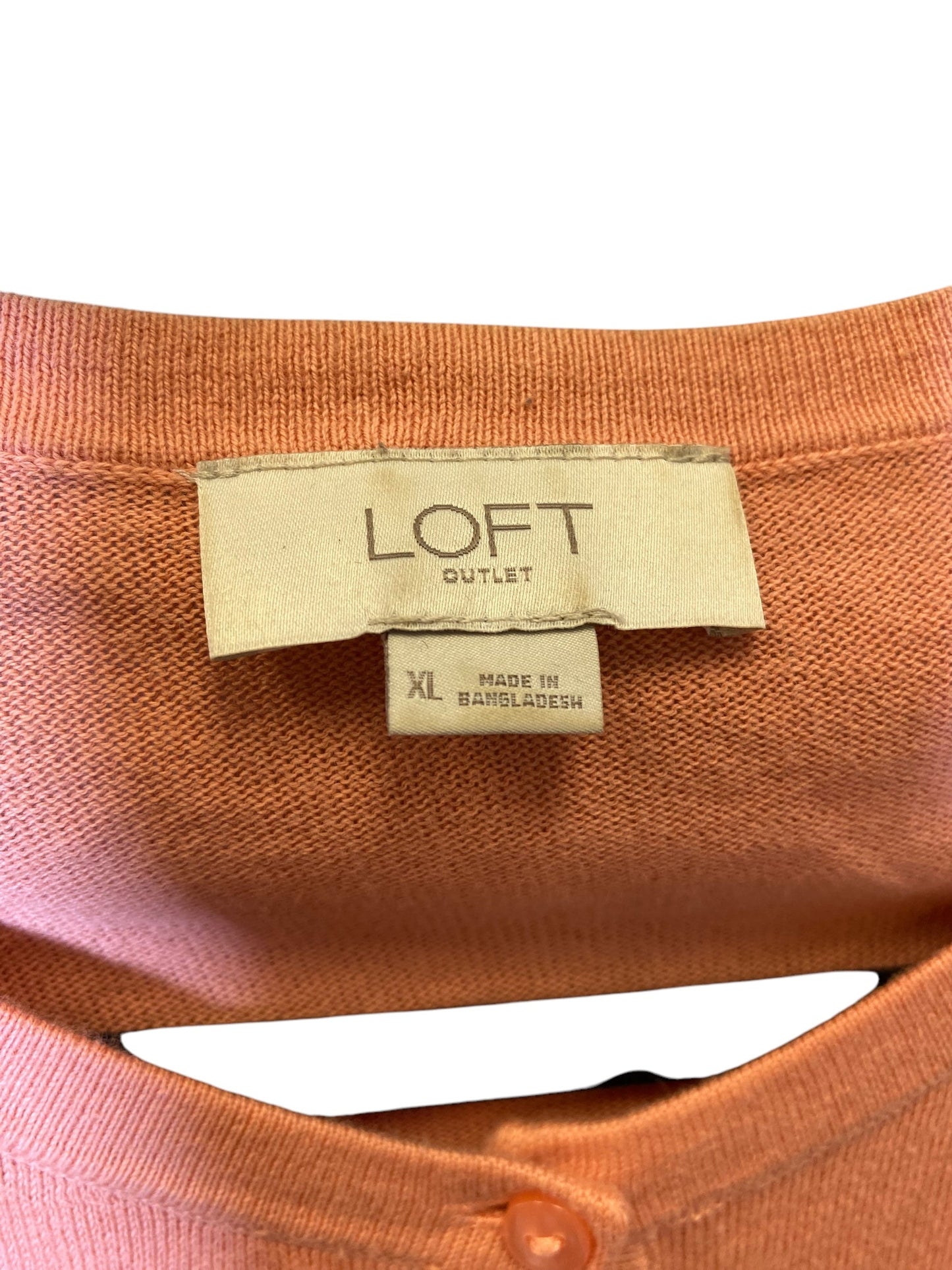 Sweater Cardigan By Loft In Orange, Size: Xl