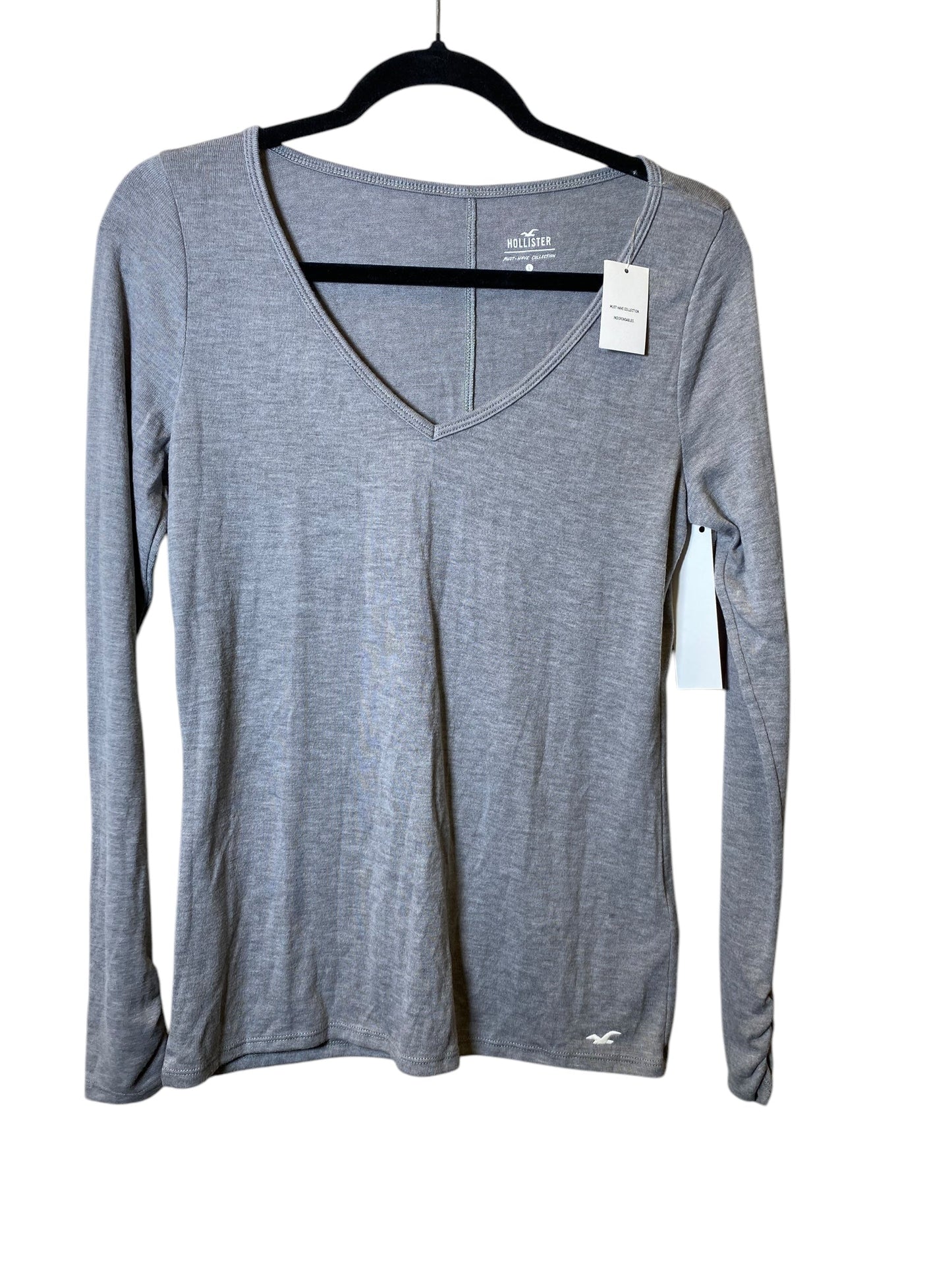 Top Long Sleeve Basic By Hollister In Grey, Size: L