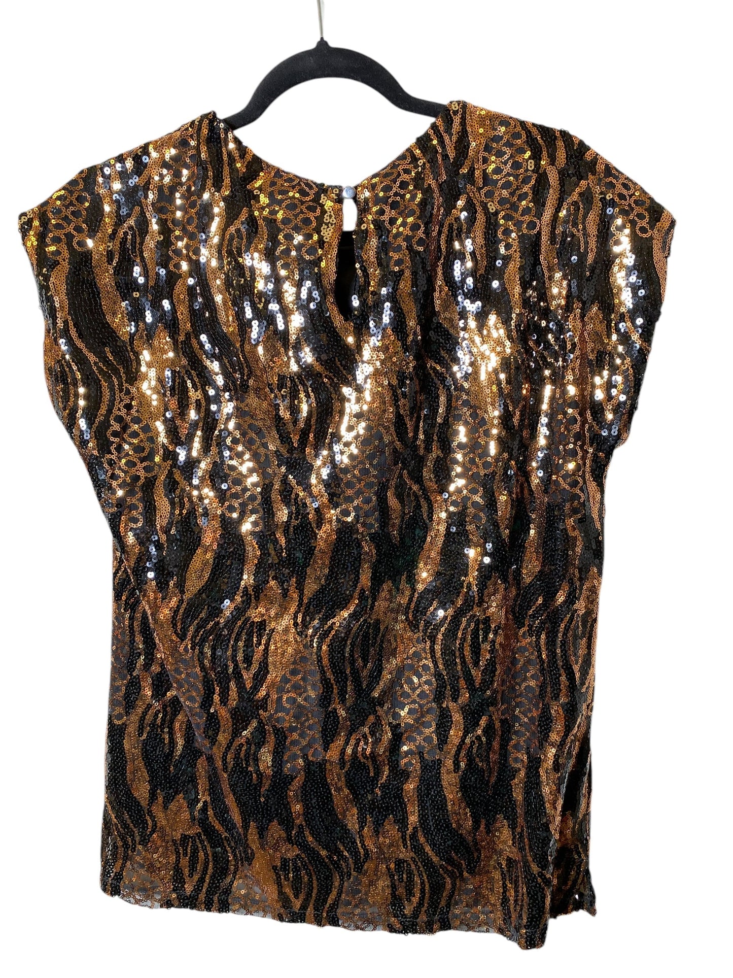 Top Short Sleeve By Cable And Gauge In Black & Gold, Size: M