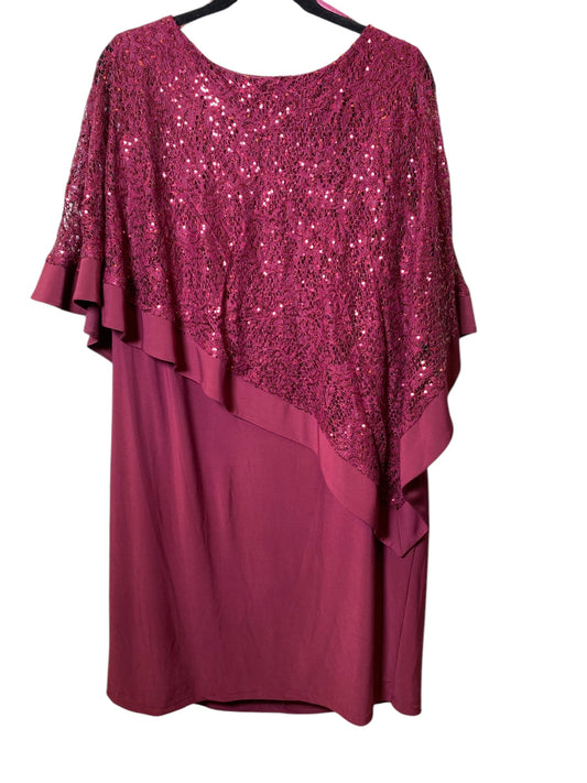 Dress Party Midi By R And M Richards In Maroon, Size: 2x