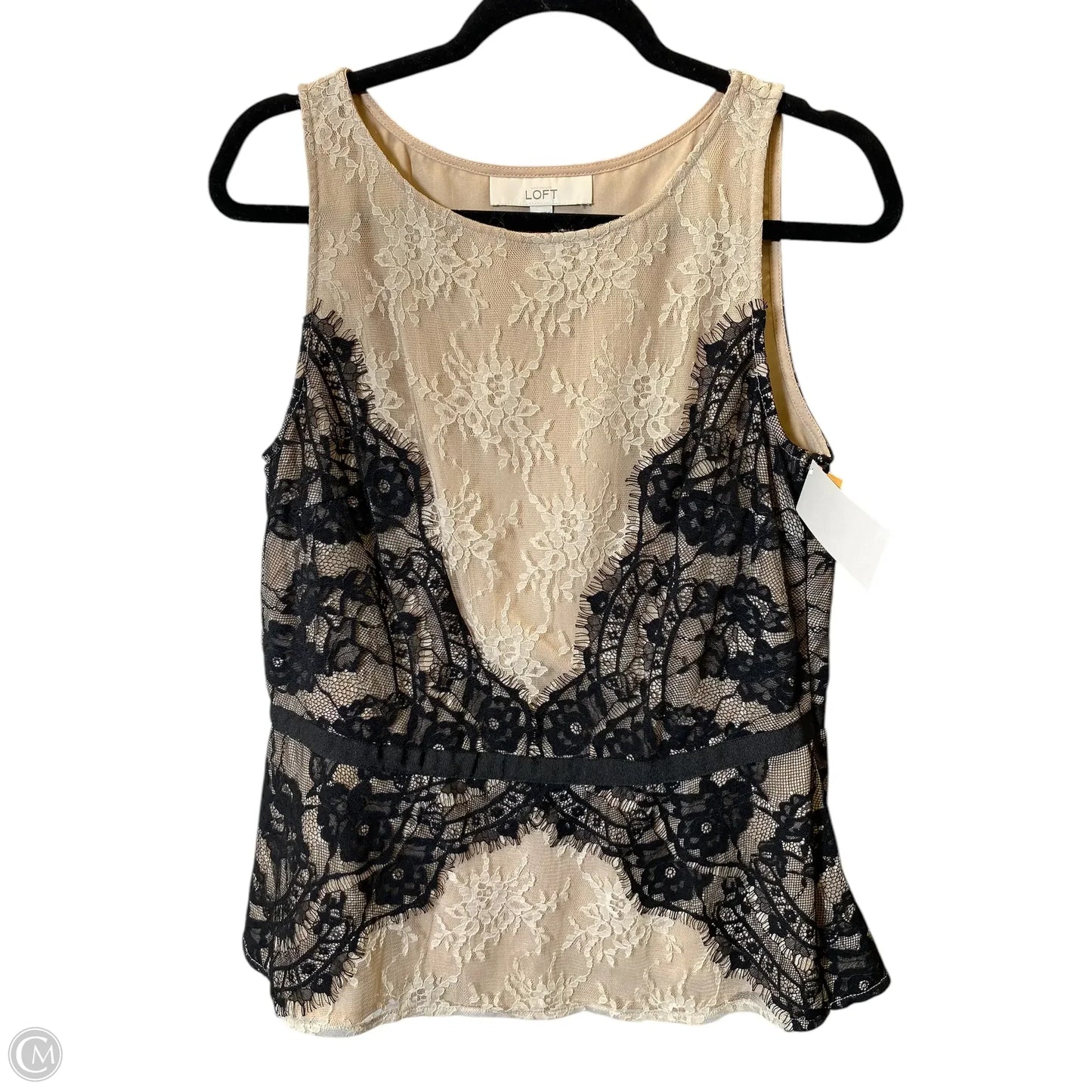 Top Sleeveless By Loft In Black & Tan, Size: M