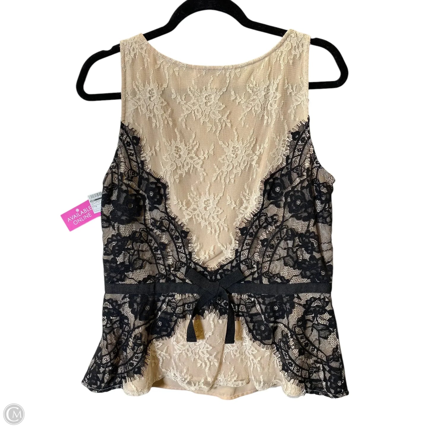 Top Sleeveless By Loft In Black & Tan, Size: M