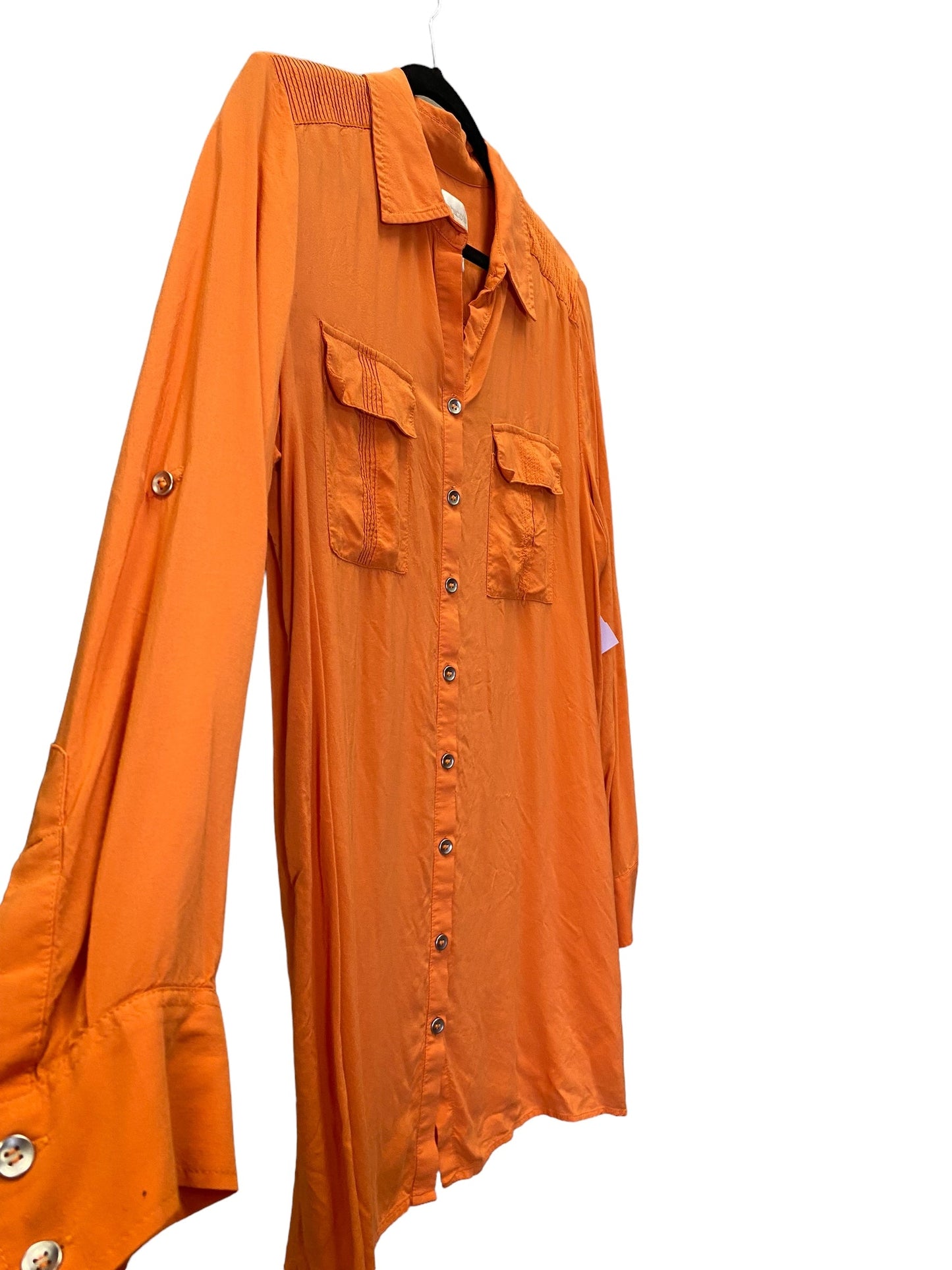 Orange Blouse Long Sleeve Chicos, Size 1x