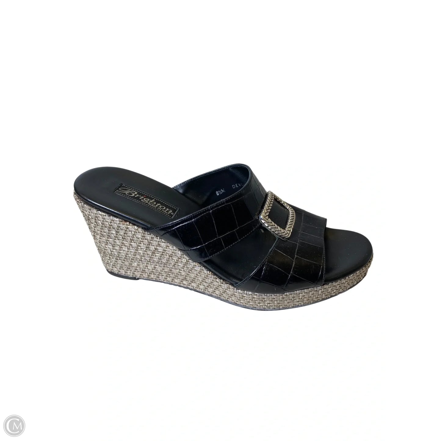 Sandals Heels Wedge By Brighton In Black & Brown, Size: 8.5