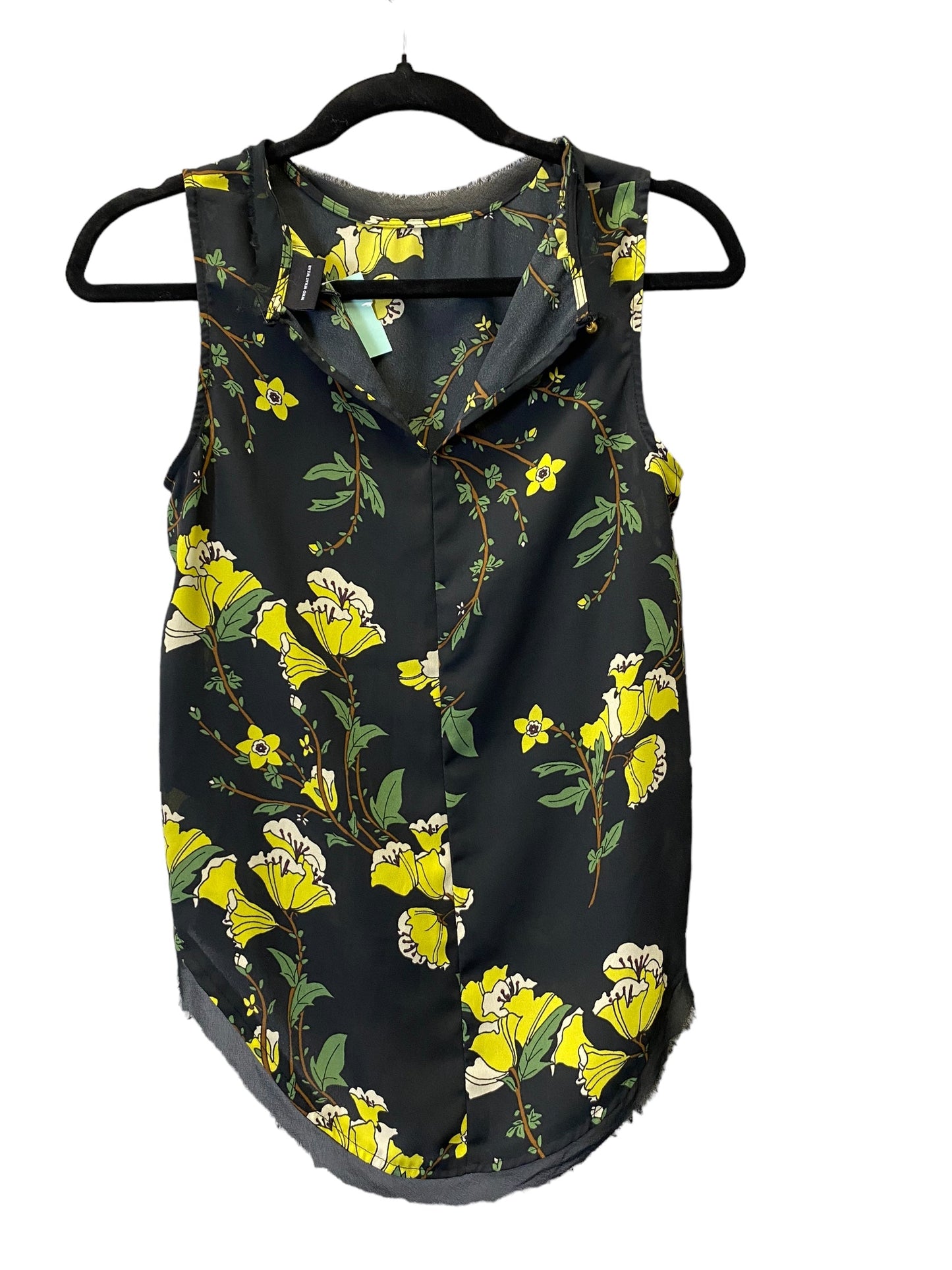 Black & Yellow Top Sleeveless Who What Wear, Size Xs