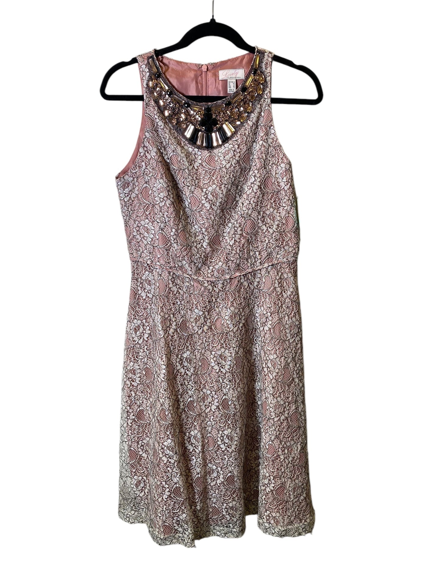 Dress Party Midi By Adrianna Papell In Mauve, Size: 12