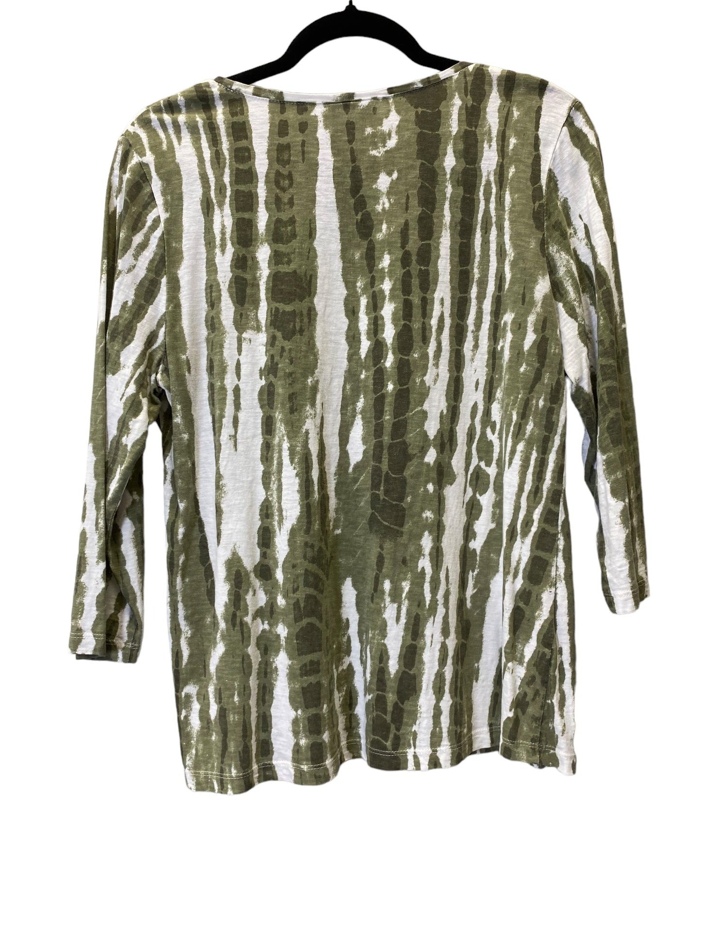 Green & White Top 3/4 Sleeve Chicos, Size M