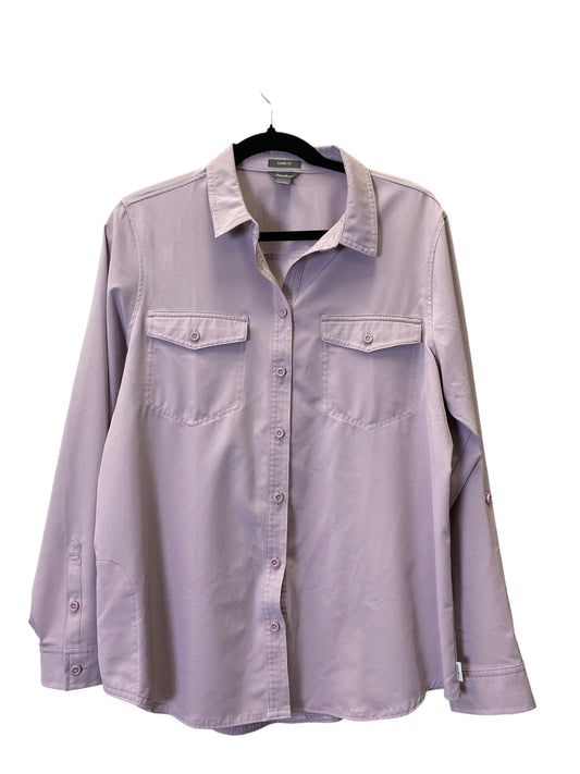 Blouse Long Sleeve By Eddie Bauer In Purple, Size: L