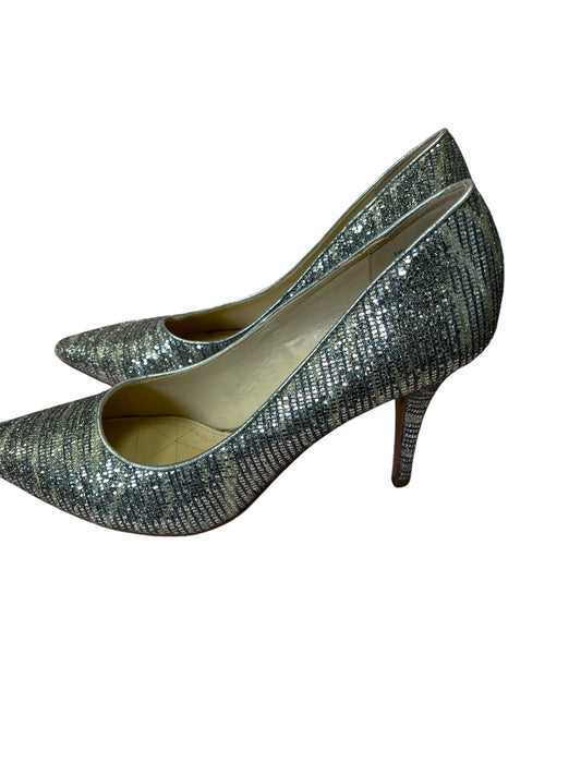 Shoes Heels Stiletto By Kelly And Katie In Silver, Size: 9