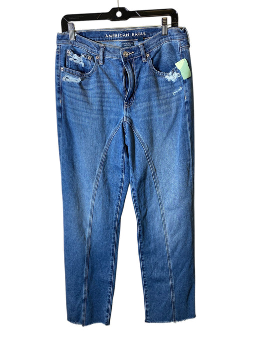 Jeans Straight By American Eagle In Blue Denim, Size: 8