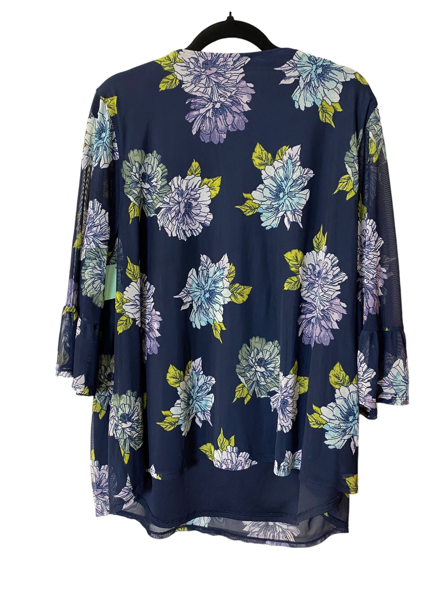 Top 3/4 Sleeve By Catherines In Floral Print, Size: Xxxl