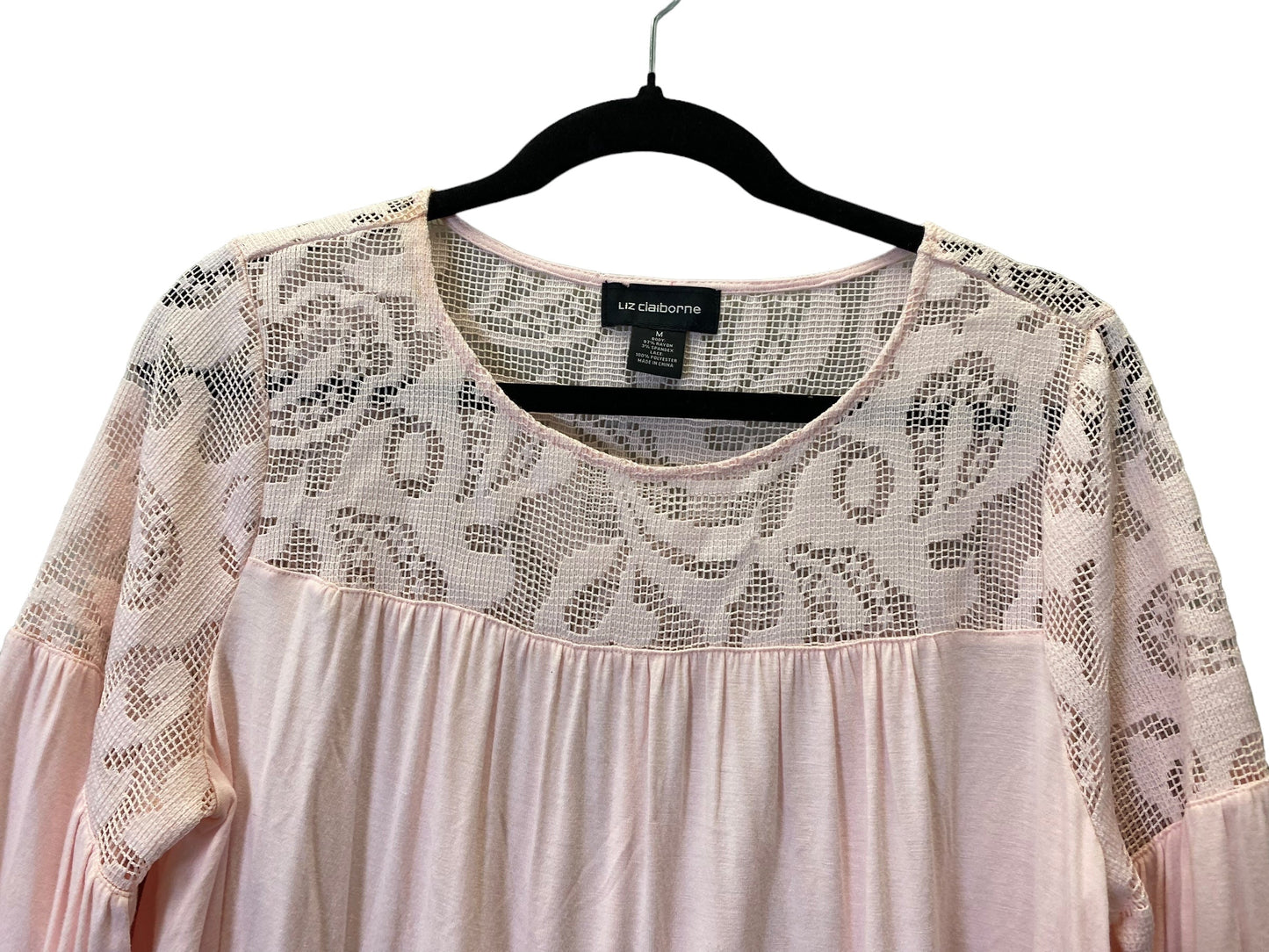 Pink Top Long Sleeve Liz Claiborne, Size M