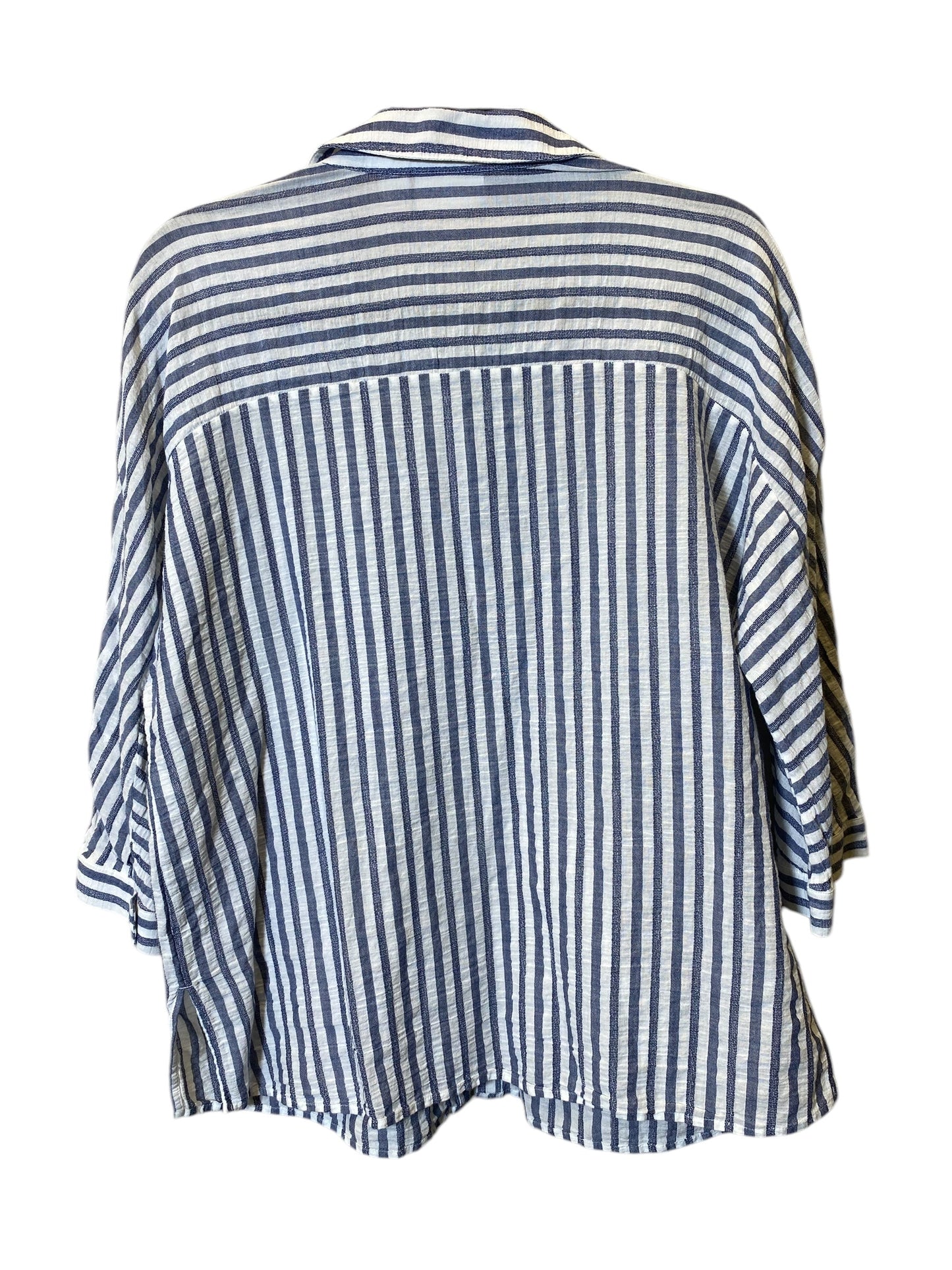 Blouse Long Sleeve By Chicos In Striped Pattern, Size: L