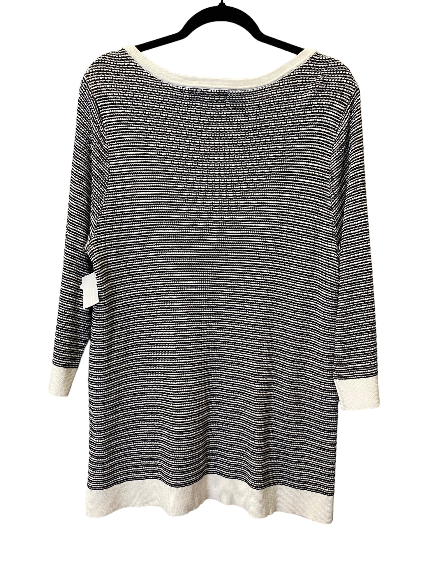 Top Long Sleeve By Calvin Klein In Black & White, Size: L