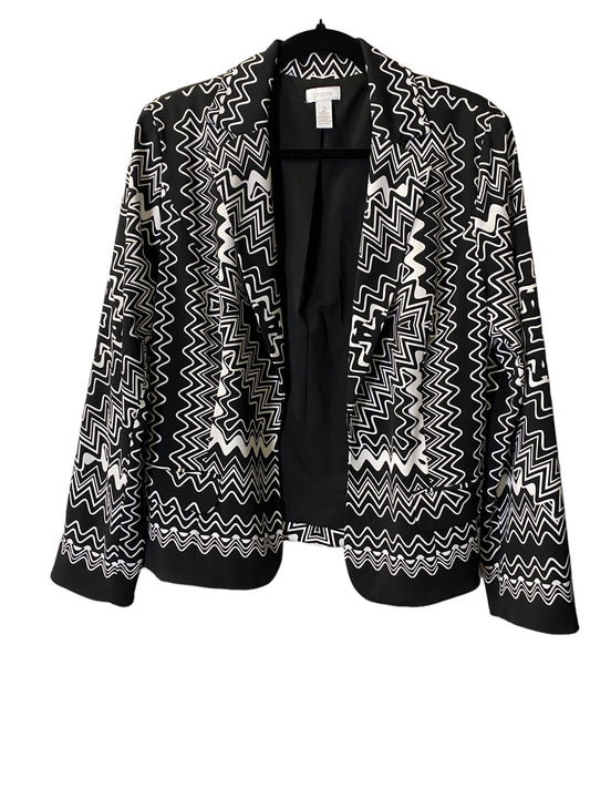 Blazer By Chicos In Black & White, Size: L