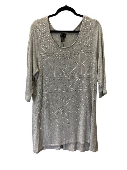 Top Long Sleeve By Clothes Mentor In Grey, Size: 1x