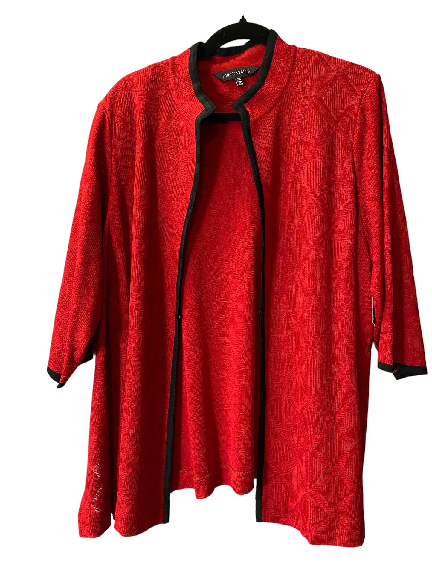 Cardigan By Ming Wang In Red, Size: 2x