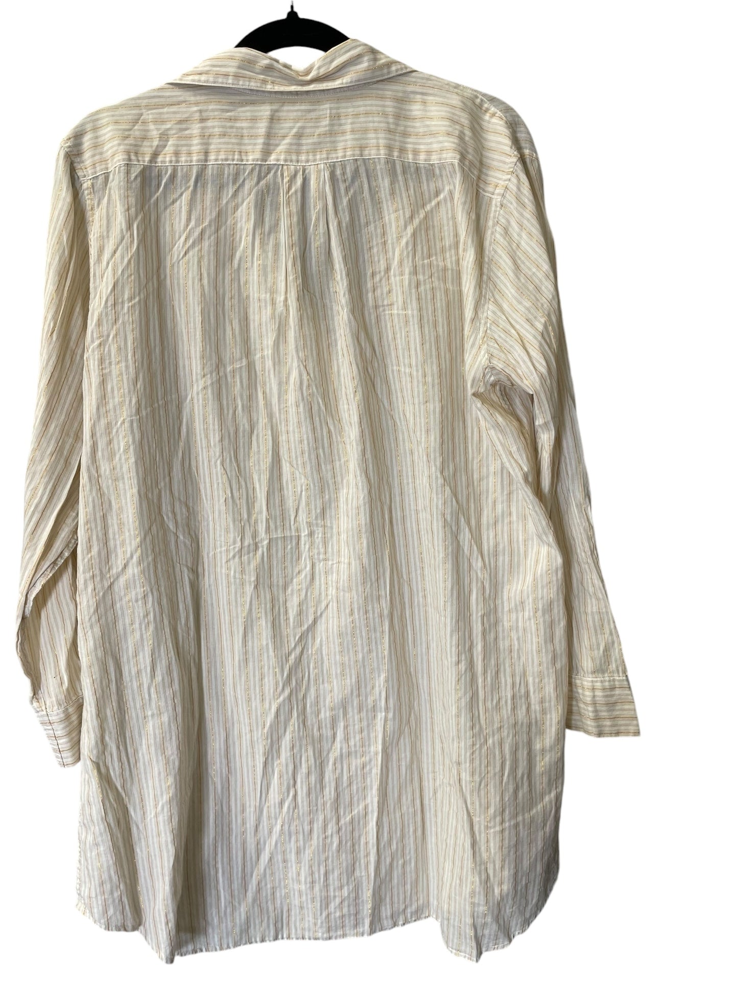 Blouse Long Sleeve By Lauren By Ralph Lauren In Beige, Size: L