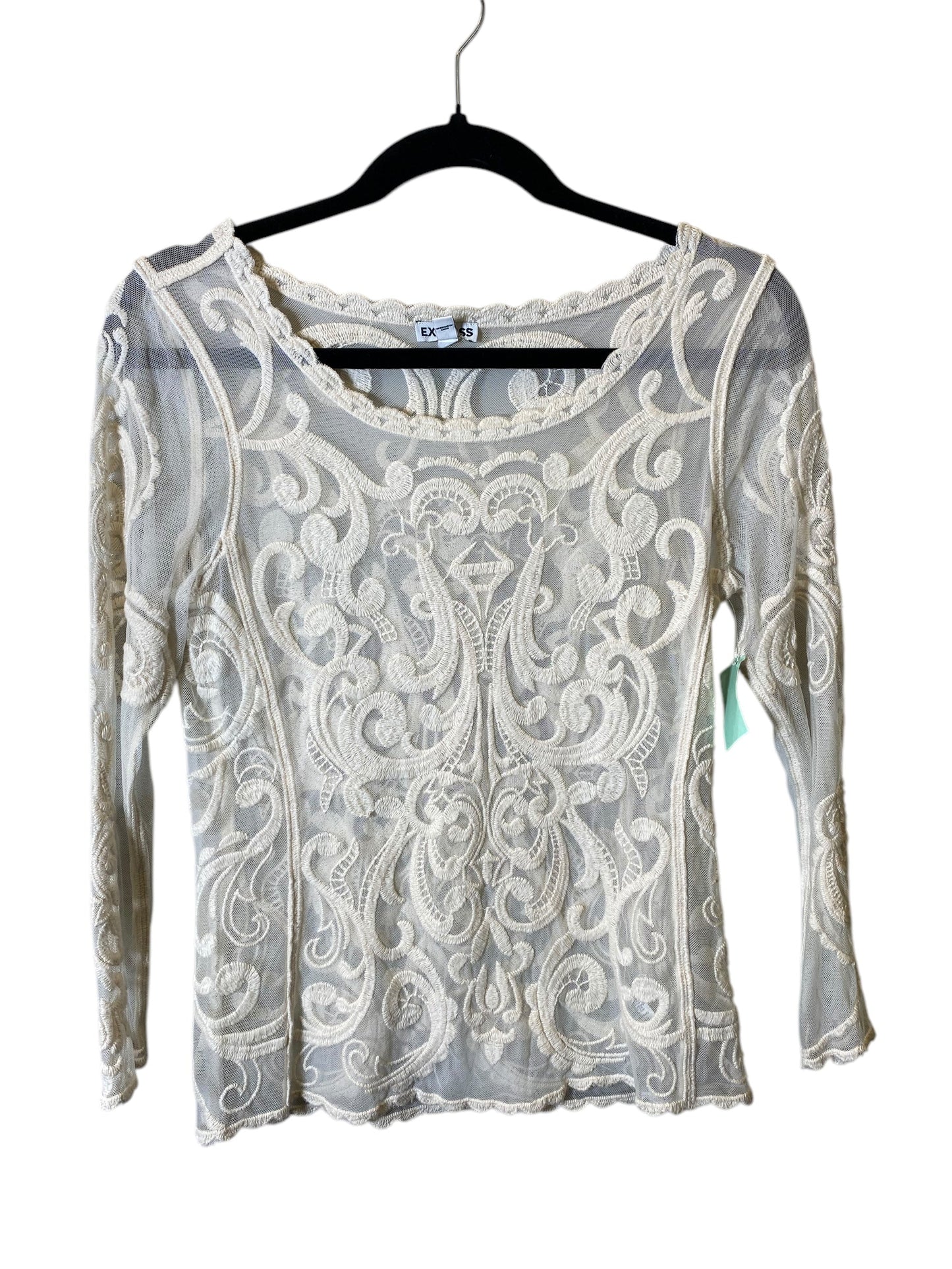 Top Long Sleeve By Express In Cream, Size: Xs