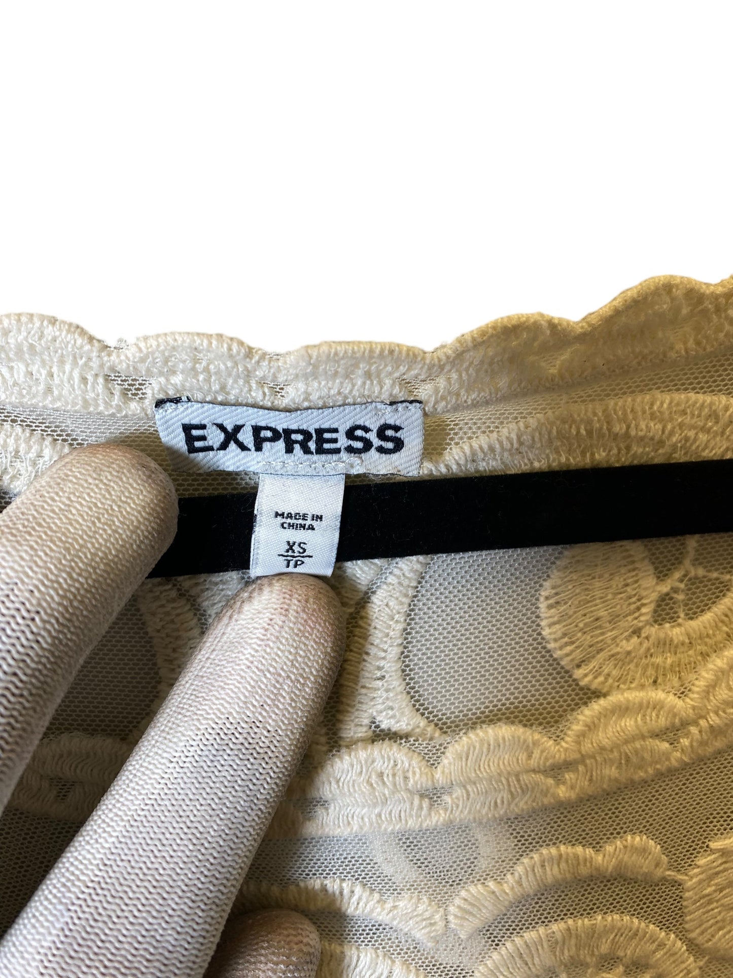 Top Long Sleeve By Express In Cream, Size: Xs