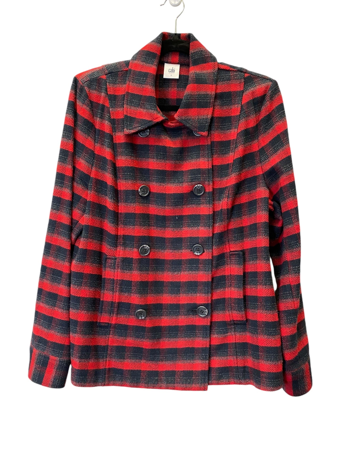 Coat Peacoat By Cabi In Black & Red, Size: L