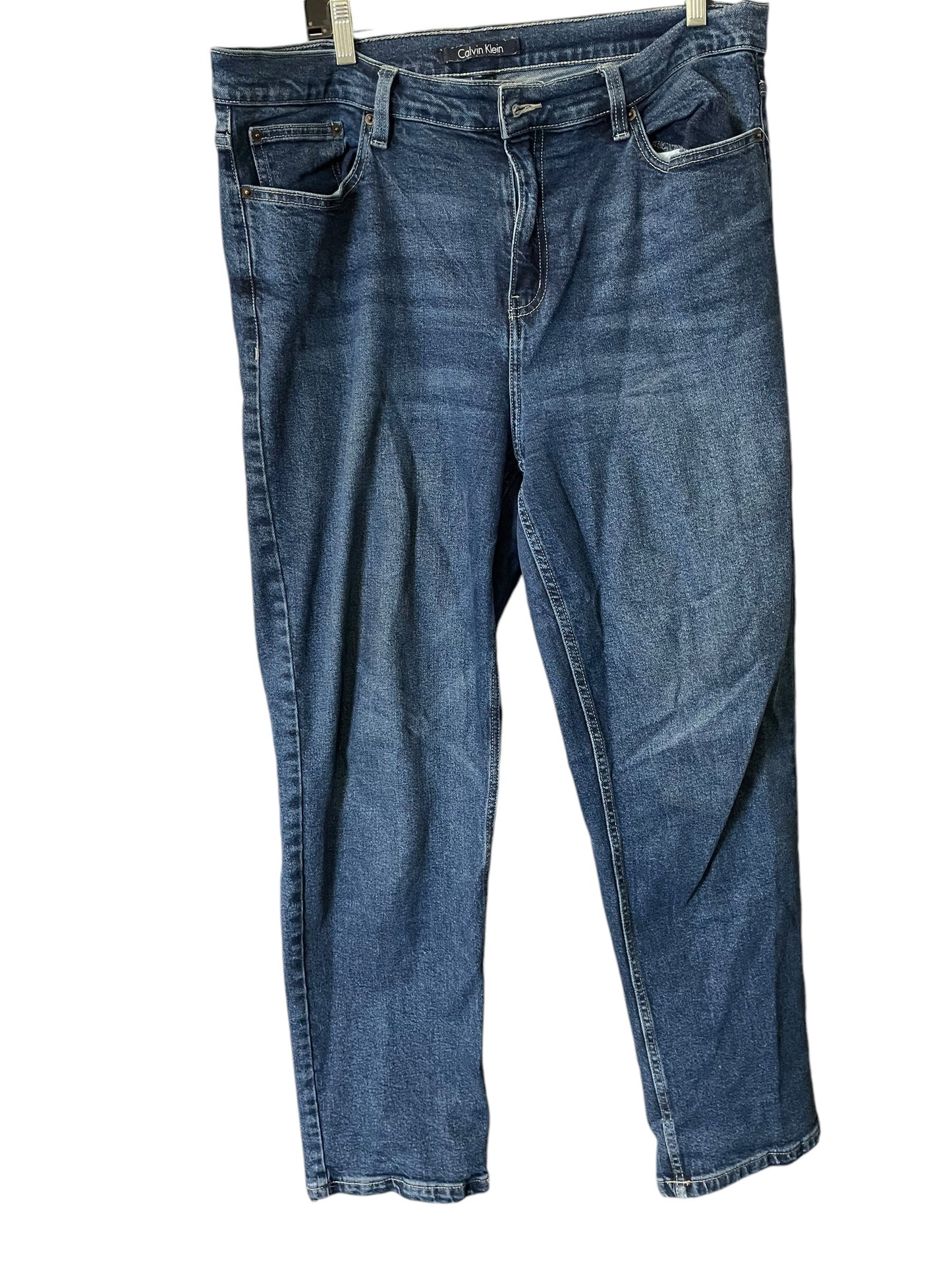 Jeans Straight By Calvin Klein In Blue Denim, Size: 14