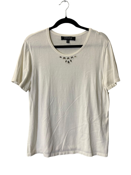 Sweater Short Sleeve By Kasper In White, Size: Xl