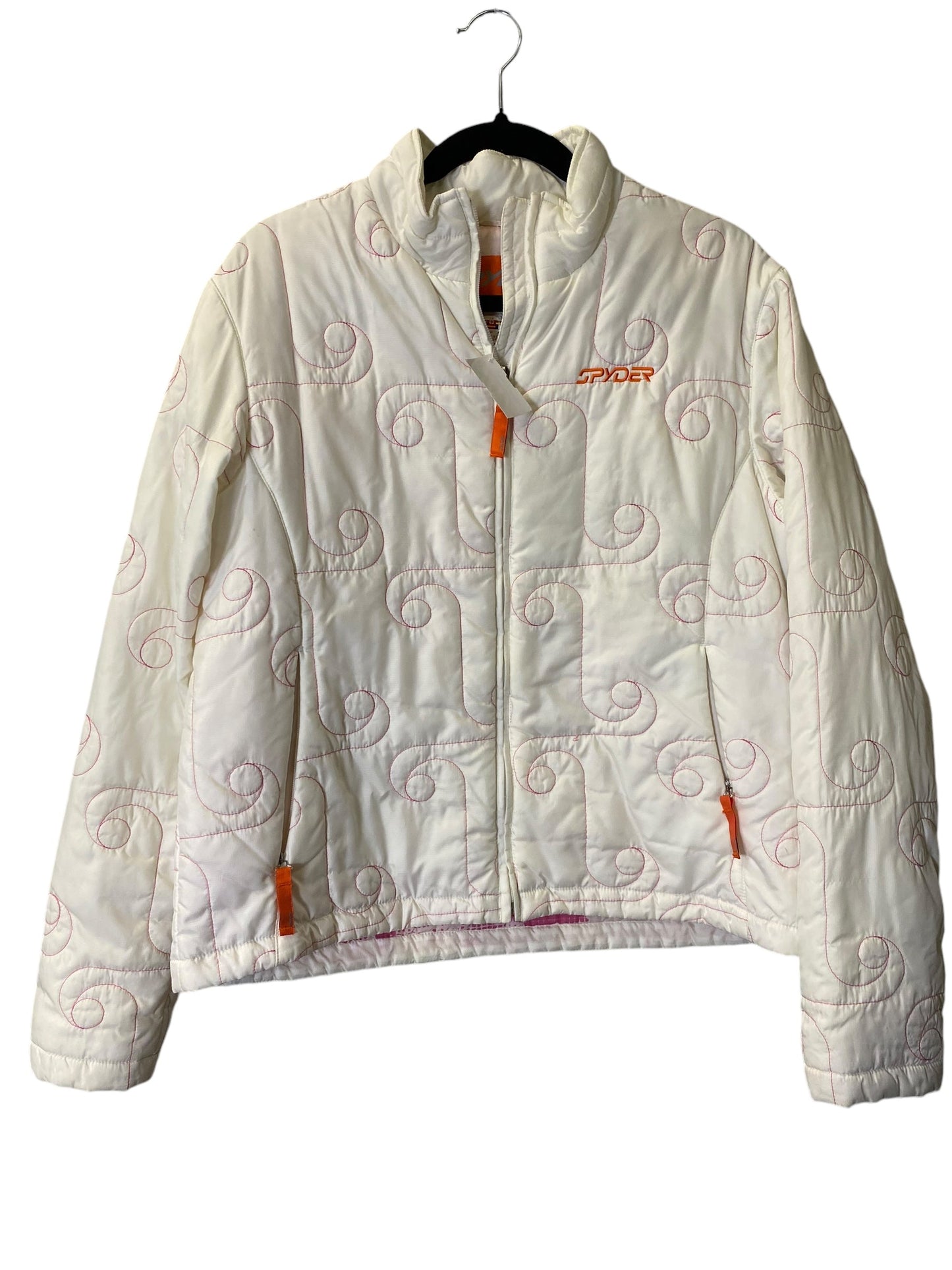 Jacket Puffer & Quilted By Spyder In Pink & White, Size: L