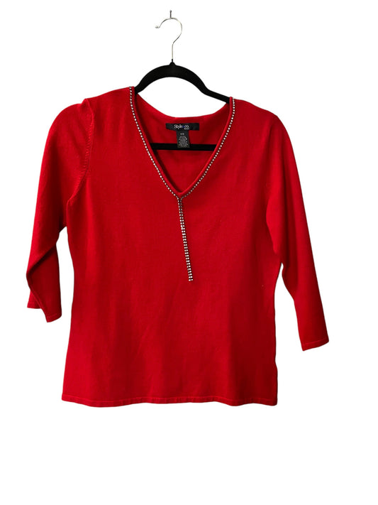 Top Long Sleeve By Style And Company In Red, Size: M