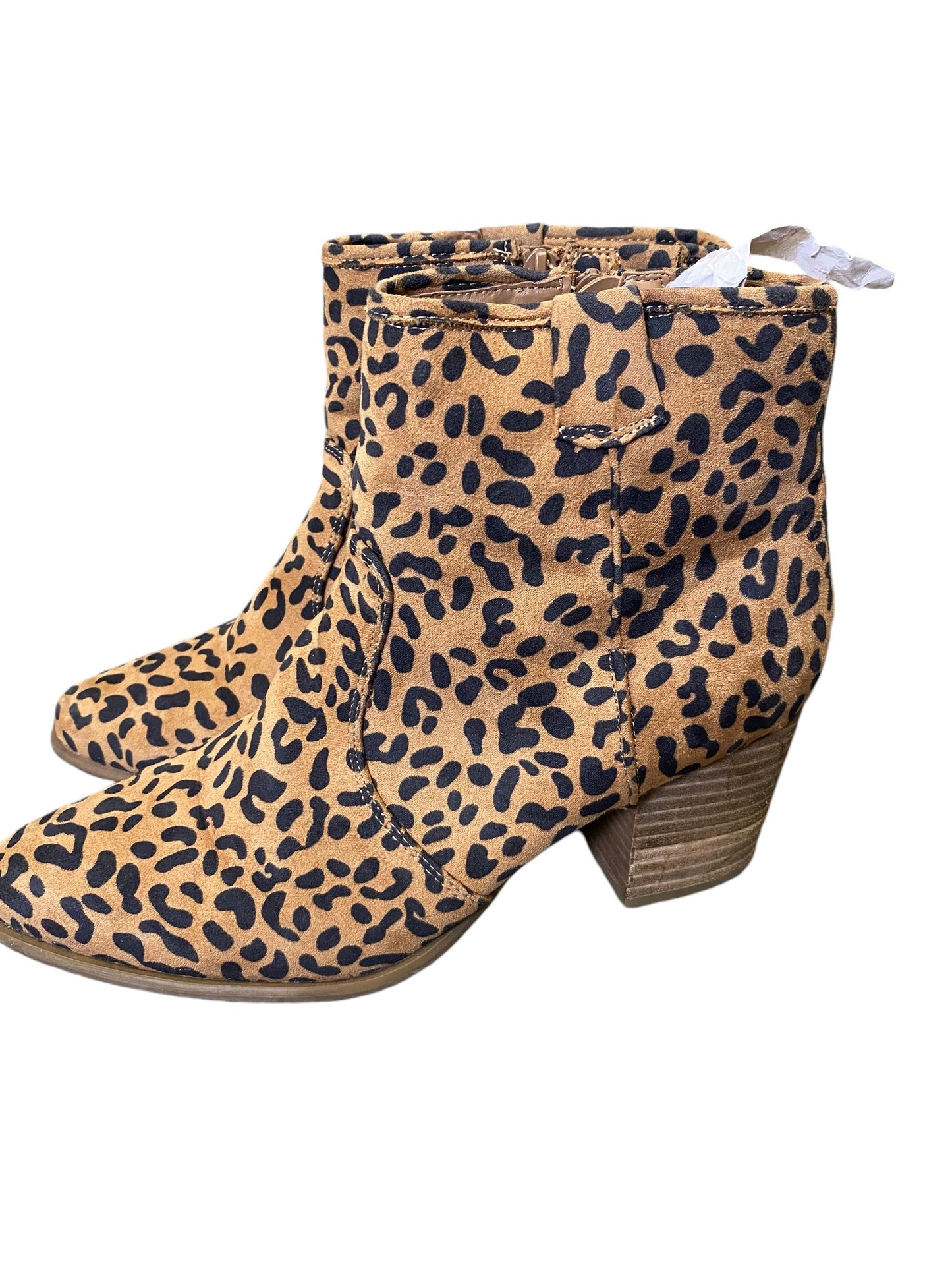 Boots Ankle Heels By Carlos Santana In Animal Print, Size: 10