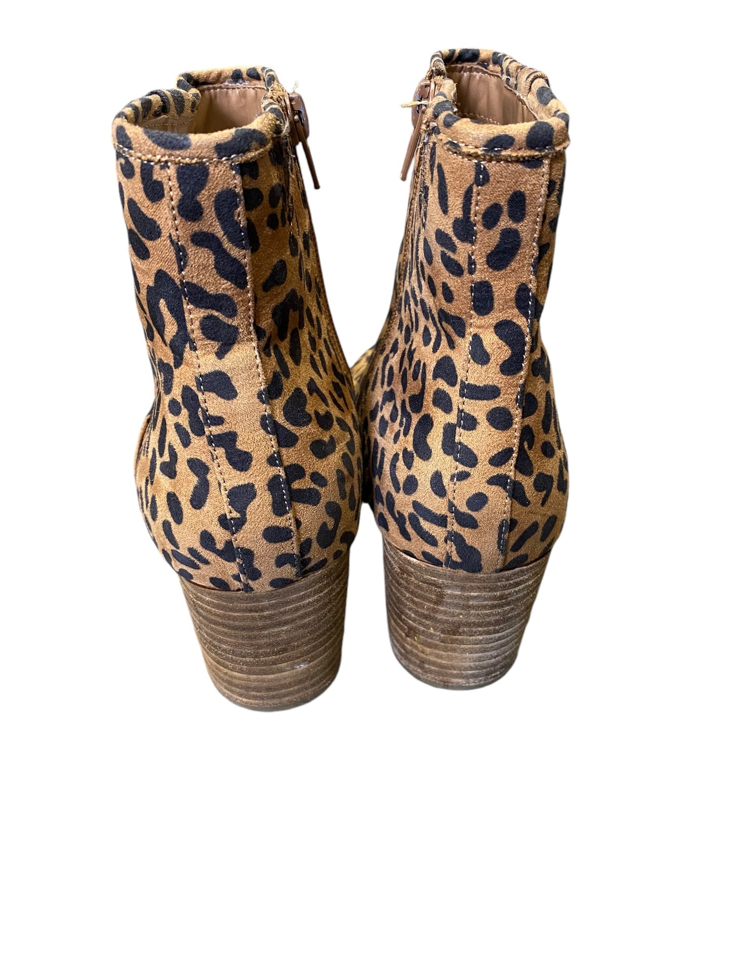 Boots Ankle Heels By Carlos Santana In Animal Print, Size: 10